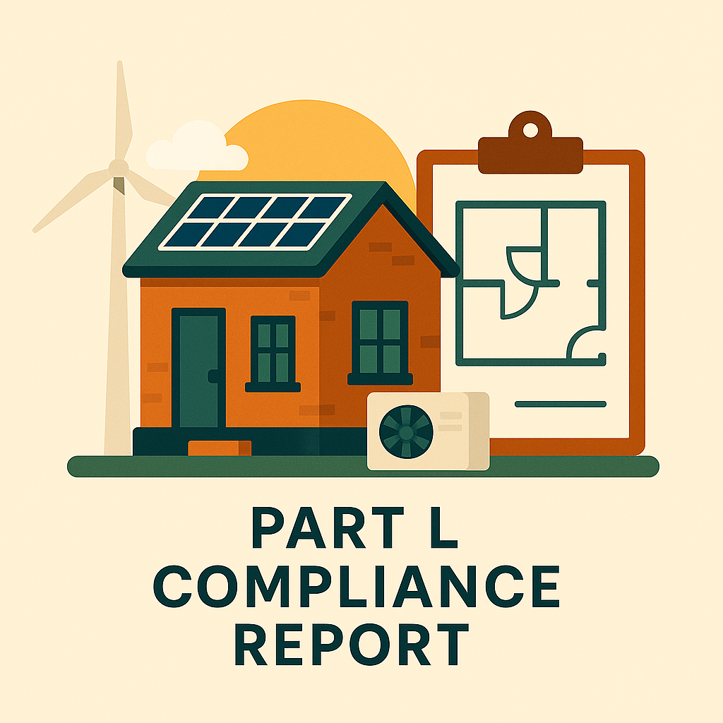 Sustainable home with floor plan compliance report, wind turbine, and heat pump